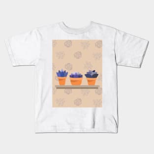 Succulents in Purples Pattern Kids T-Shirt